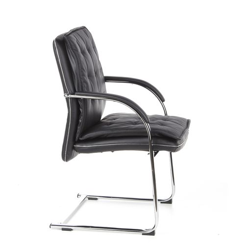 Chaises Cantilever Villa V Cuir Noir Accoudoirs Compris