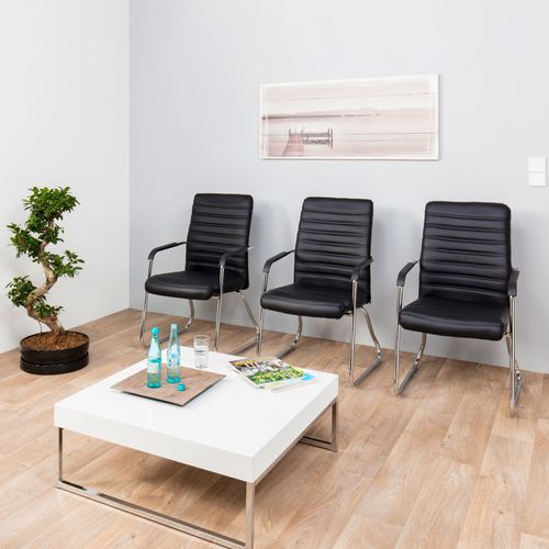 Chaise Steel V Simili Noir Accoudoirs Compris