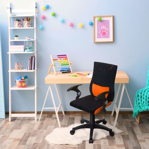 Chaise Pivotante Pour Des Enfants Kiddy Pro Al Tissu Noir/orange Accoudoirs Compris