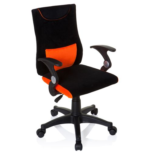 Chaise Pivotante Pour Des Enfants Kiddy Pro Al Tissu Noir/orange Accoudoirs Compris