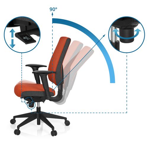 Fauteuil De Bureau Pro-tec 500 Tissu Rouge Avec Accoudoirs (réglables En Hauteur)