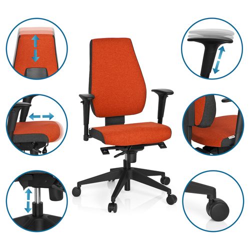 Fauteuil De Bureau Pro-tec 500 Tissu Rouge Avec Accoudoirs (réglables En Hauteur)