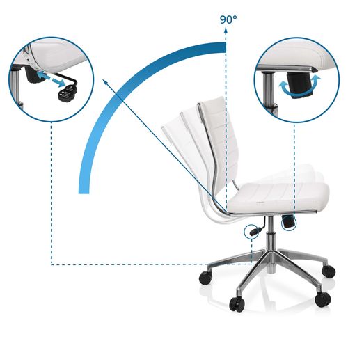 Fauteuil De Bureau Trisha Simili Blanc Sans Accoudoirs