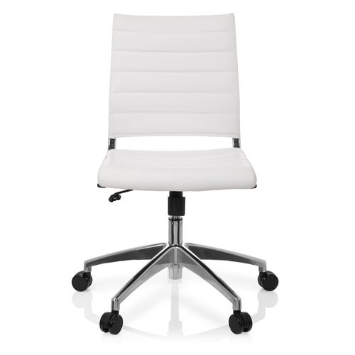 Fauteuil De Bureau Trisha Simili Blanc Sans Accoudoirs