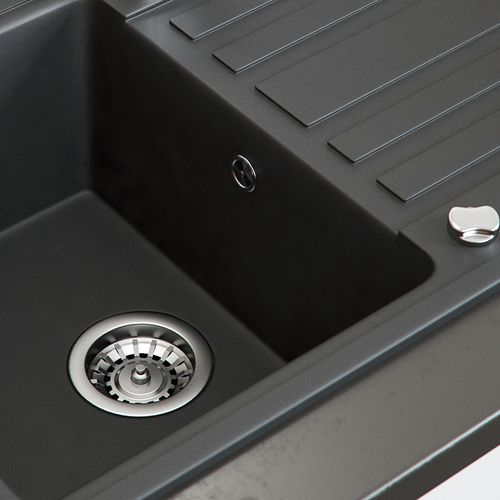 Évier  12320 Noir 76.5x46cm Avec Emplacement De Séchage