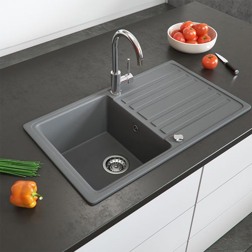 Évier  12322 Gris 76.5x46cm Avec Emplacement De Séchage