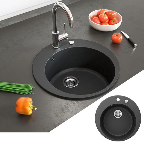 Évier  12539 Noir 50.5x50.5cm Rond