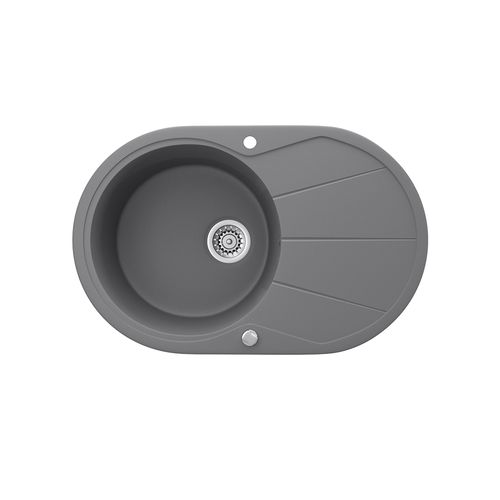 Évier  12549 Gris 78x50cm Rond Avec Emplacement De Séchage
