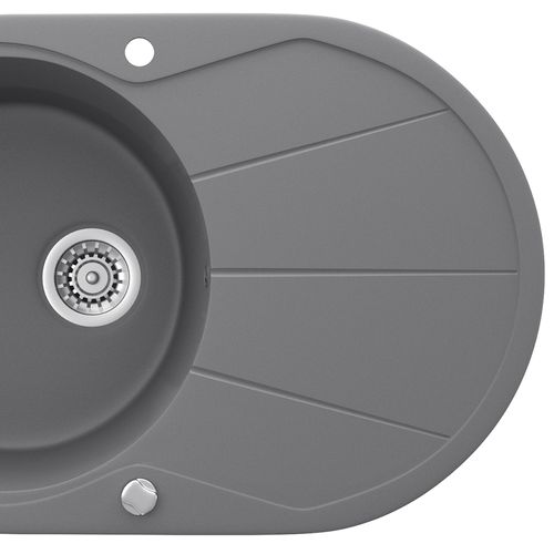 Évier  12549 Gris 78x50cm Rond Avec Emplacement De Séchage