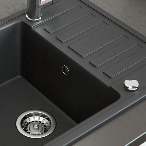 Évier  12551 Noir 57.5x46cm Avec Emplacement De Séchage