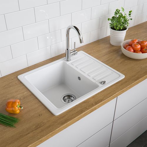 Évier  12552 Blanc 57.5x46cm Avec Emplacement De Séchage