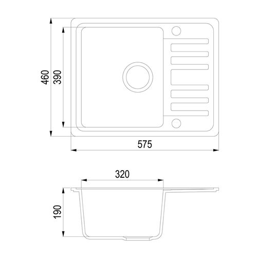 Évier 12554 Beige 57.5x46cm Avec Emplacement De Séchage