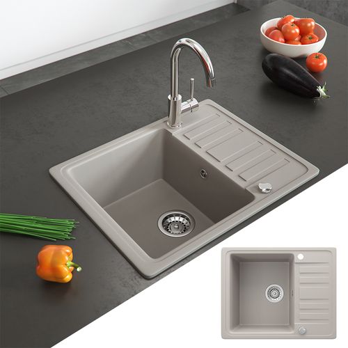 Évier 12554 Beige 57.5x46cm Avec Emplacement De Séchage