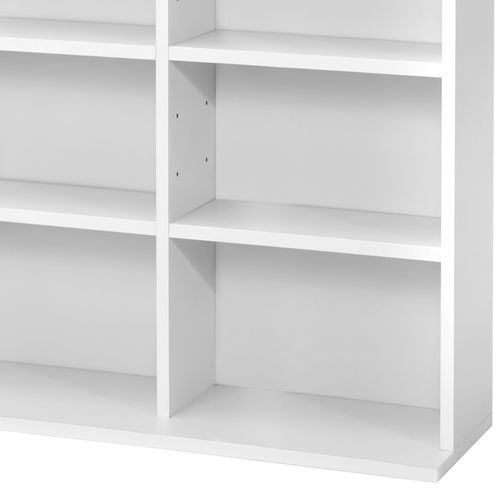 Étagère Dvd Cd Aspect Bois Avec Etagères Réglable 180x102x23,5cm Blanc