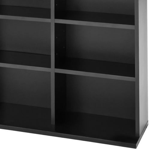 Étagère Dvd Cd Aspect Bois Avec Etagères Réglable 180x102x23,5cm Noir