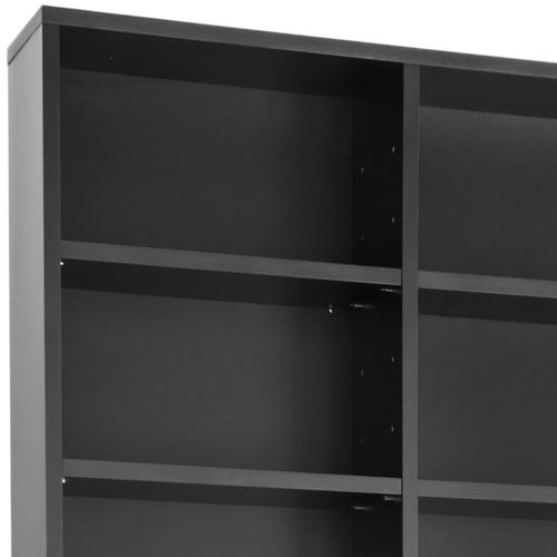 Étagère Dvd Cd Aspect Bois Avec Etagères Réglable 180x102x23,5cm Noir