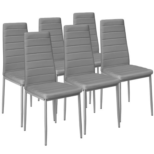 Ensemble De 6 Chaises De Salle à Manger Aspect Cuir Ergonomiques Gris