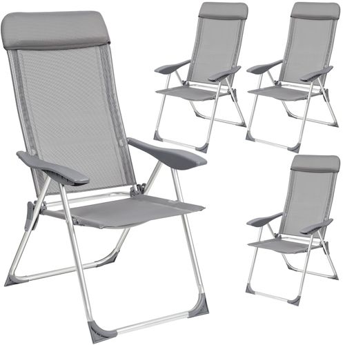 Lot De 4 Chaises De Jardin Pliantes En Aluminium Gris