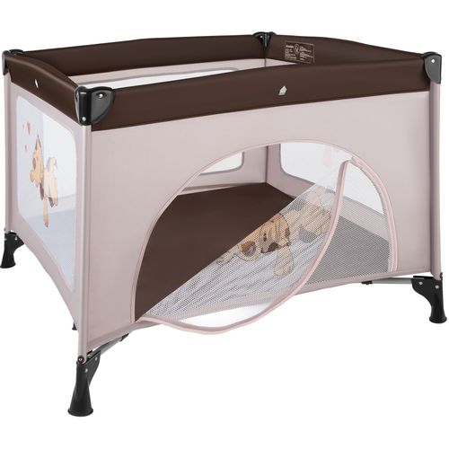 Lit De Voyage Pour Enfants Pliable Et Réglable En Hauteur Avec Sac De Transport Marron