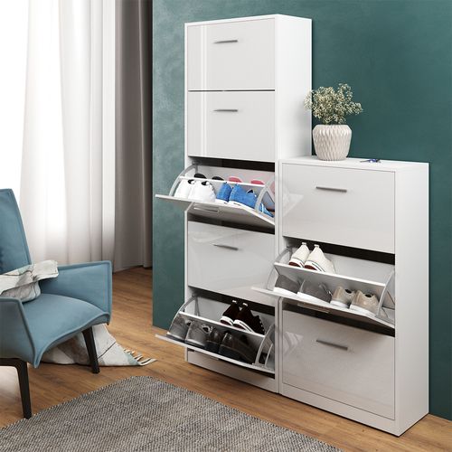 Meuble à Chaussure Gizmo 20823 Blanc Haute Brillance 59x169.5cm