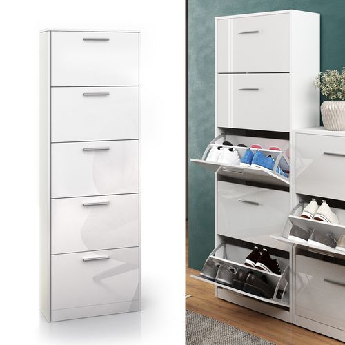 Meuble à Chaussure Gizmo 20823 Blanc Haute Brillance 59x169.5cm