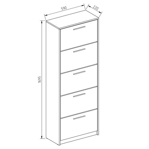 Meuble à Chaussure Gizmo 20823 Blanc Haute Brillance 59x169.5cm