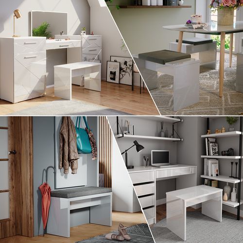 Banc Viola 20973 Blanc 90cm Pour Table De Maquillage