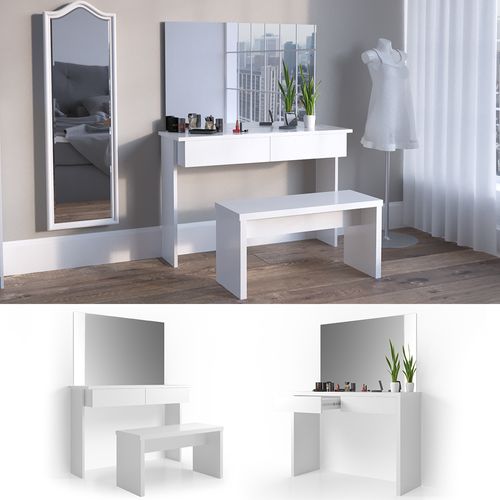 Coiffeuse Azur 21016 Blanc 120cm Avec Banc