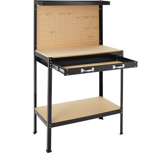 Établi Avec Panneau Perforé Tiroir Spacieux Noir