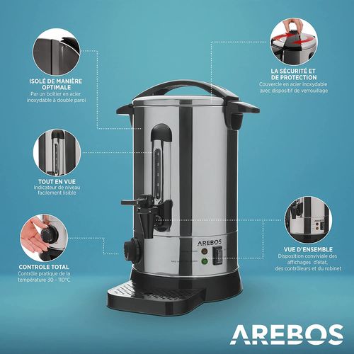 Distributeur De Boisson Chaudes 950w  Chaudière À Eau 8,8l  Réglage De La Température 30-110°c