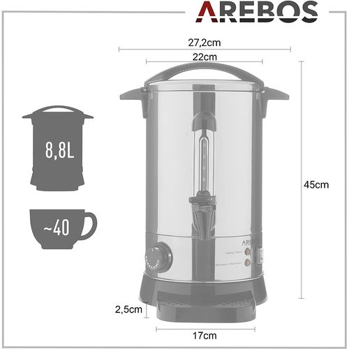 Distributeur De Boisson Chaudes 950w  Chaudière À Eau 8,8l  Réglage De La Température 30-110°c