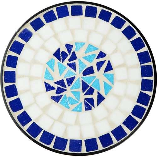 Table De Balcon En Acier, Mosaïque Et Ciment Blanc/bleu