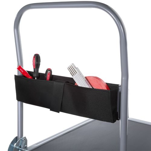 Chariot à Plateforme Poignée Pliable Avec Compartiment De Rangement Noir