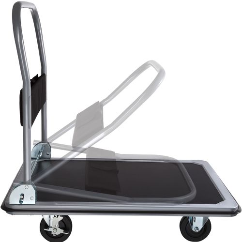 Chariot à Plateforme Poignée Pliable Avec Compartiment De Rangement Noir