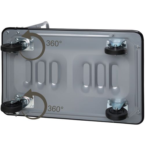 Chariot à Plateforme Poignée Pliable Avec Compartiment De Rangement Noir