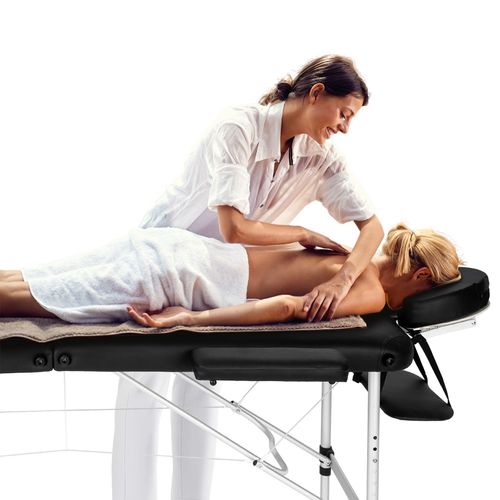 Table De Massage Portable Pliante 2 Zones Avec Cadre En Aluminum 60cm De Large Noir