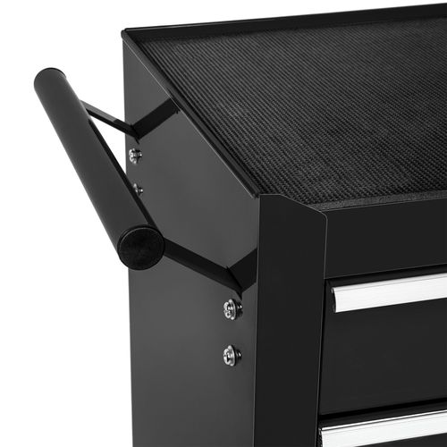 Servante D'atelier 10 Compartiments Spacieux Verrouillables Tapis Antidérapant Noir