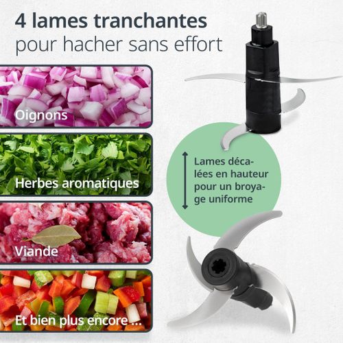 Hachoir Multi Électrique - Kitchen Gadgets - 2 Vitesses - 1,2 L - Noir / Inox