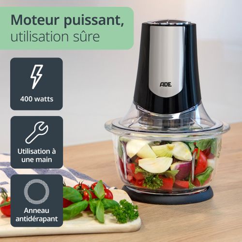 Hachoir Multi Électrique - Kitchen Gadgets - 2 Vitesses - 1,2 L - Noir / Inox