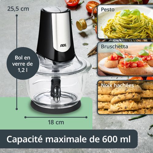 Hachoir Multi Électrique - Kitchen Gadgets - 2 Vitesses - 1,2 L - Noir / Inox