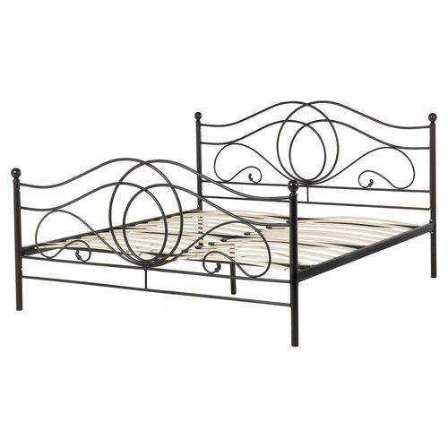 Lit Avec Sommier Métal Lyra 160 X 200 Cm Noir