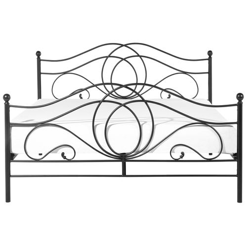 Lit Avec Sommier Métal Lyra 160 X 200 Cm Noir