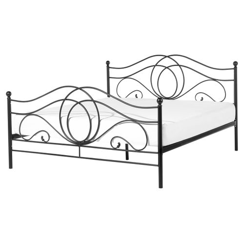 Lit Avec Sommier Métal Lyra 160 X 200 Cm Noir