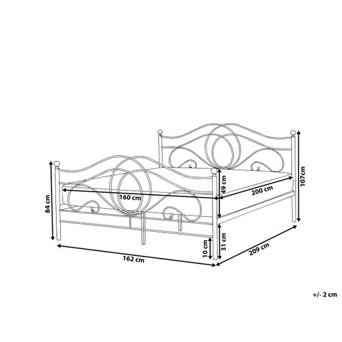Lit Avec Sommier Métal Lyra 160 X 200 Cm Noir