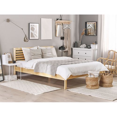 Lit Avec Sommier Bois De Pin Carnac 160 X 200 Cm Marron Clair