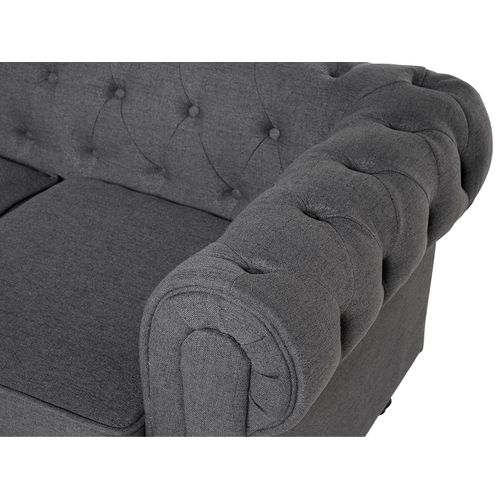 Canapé En Tissu Gris 3 Places Chesterfield