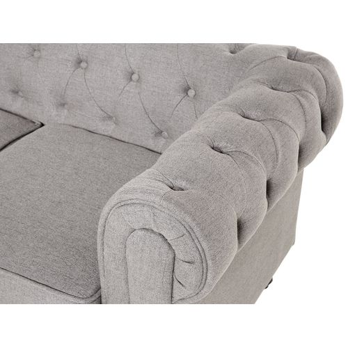 Canapé En Tissu Gris Clair 3 Places Chesterfield