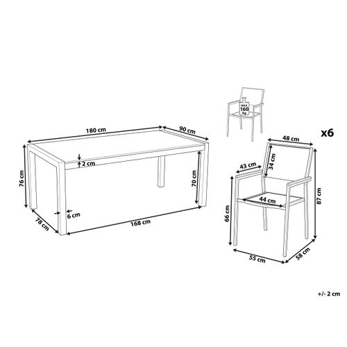 Set De Salle à Manger Verre Gris Grosseto