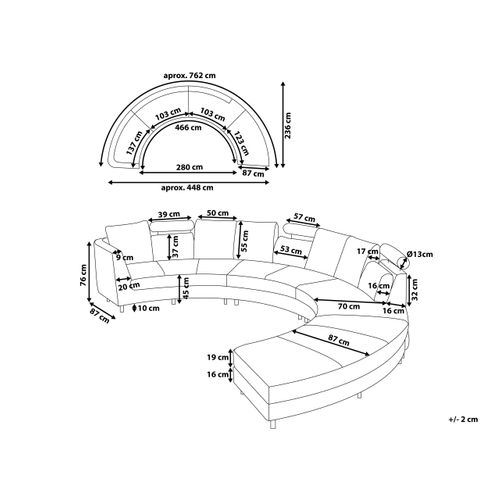Canapé Circulaire Modulable En Tissu Gris Foncé 8 Places Rotunde