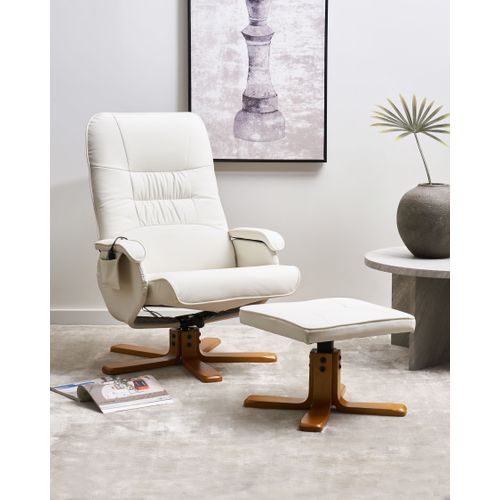 Fauteuil Massant Cuir Pu Crème Relaxpro